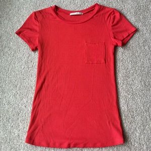 Active USA Red/Orange Short Sleeve Top with Front Pocket